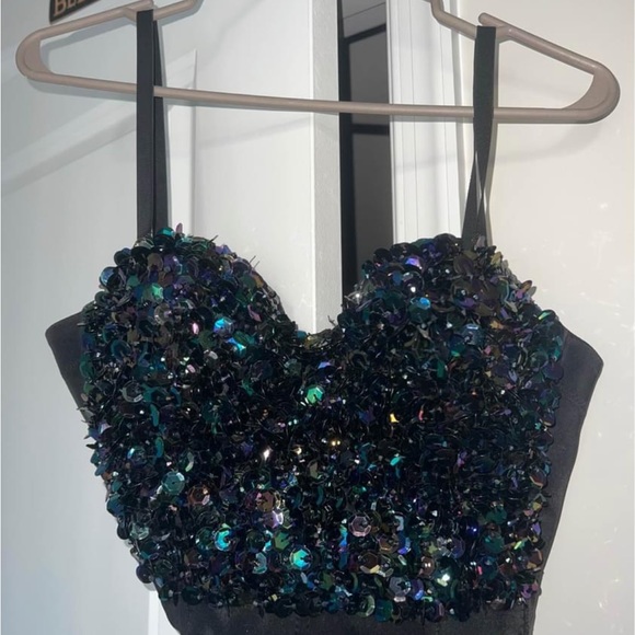 Bustier crop top push up sequin - Picture 2 of 2